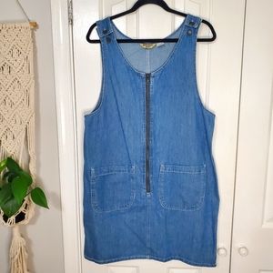 Vintage Denim Jumper Dress - Northwest Blue - Medium - Button Straps